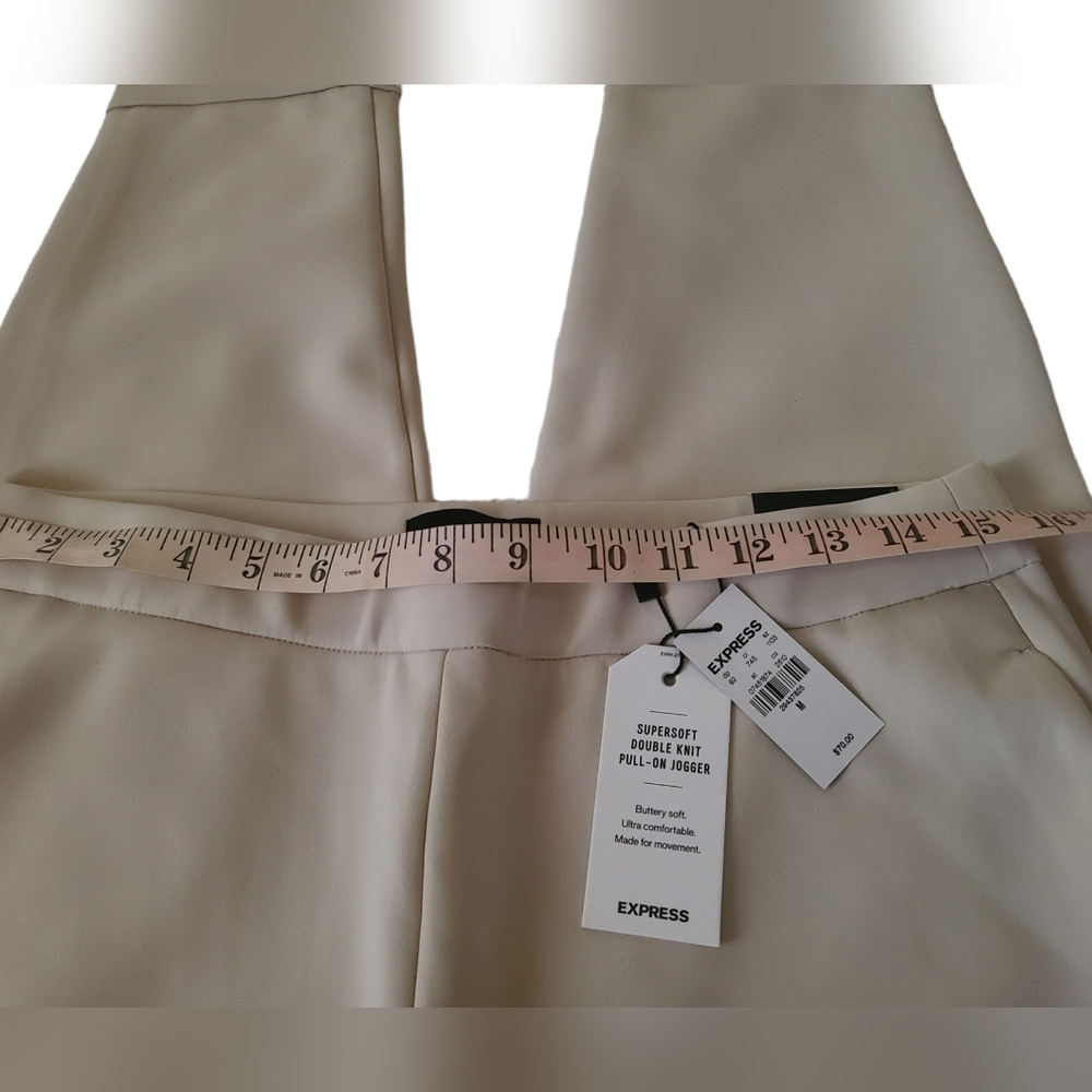 Express Cream Track Pants with Elastic Cuffs - Picture 2 of 7